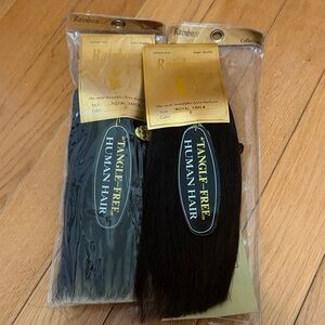 Rainbow Tangle-Free Human Hair Extensions -Black and Brown Color 2 Yaki 8 inches